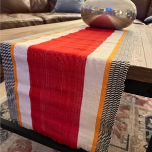 Red, Orange, White, and Black Cotton Table Runner